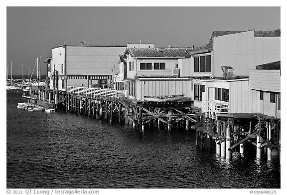 Pier, Monterey Harbor. Monterey, California, USA (black and white)