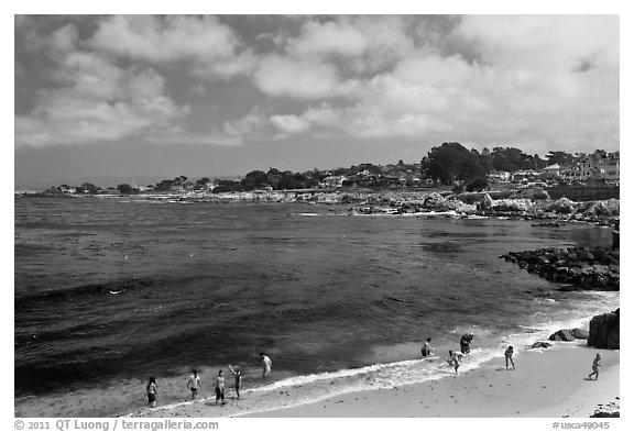 Lovers Point beach. Pacific Grove, California, USA (black and white)