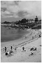 Beach, Lovers Point Park. Pacific Grove, California, USA (black and white)