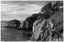 Bluff, China Cove. Point Lobos State Preserve, California, USA ( black and white)