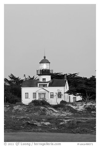 Point Pinos Lighthouse, dusk. Pacific Grove, California, USA (black and white)