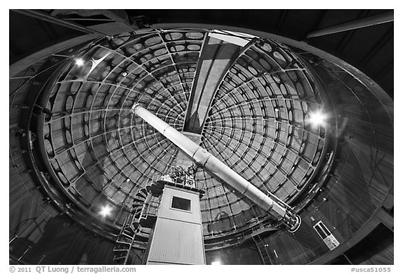 Lick telescope. San Jose, California, USA (black and white)