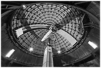 Antique refracting 36 inch telescope. San Jose, California, USA (black and white)