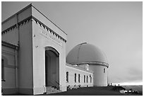 University of California Lick Observatory at sunset. San Jose, California, USA (black and white)