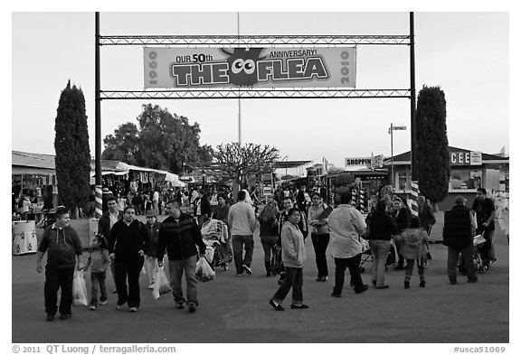 Entrance, San Jose Flee Market. San Jose, California, USA (black and white)
