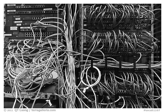 Unorganized server wires. Menlo Park,  California, USA