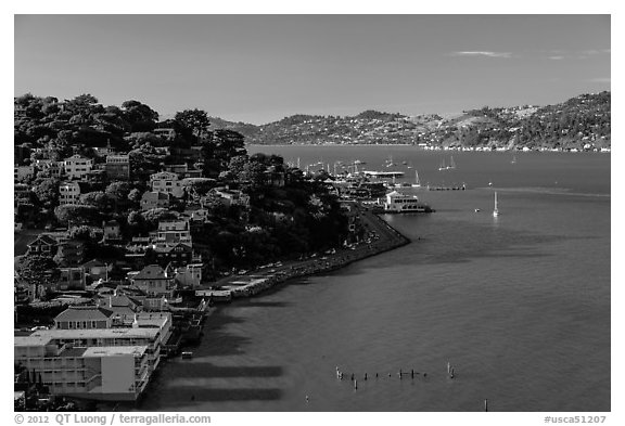 View from above, Sausalito. California, USA (black and white)