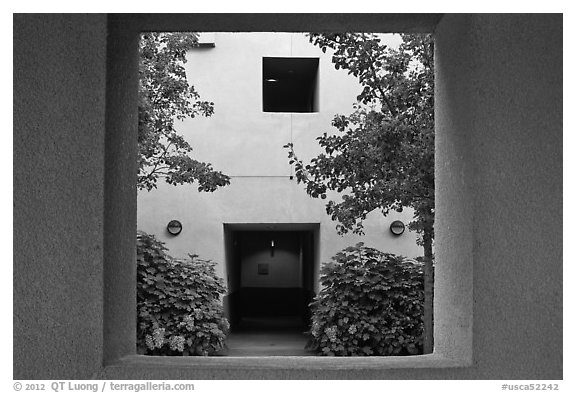 Adobe style architecture, Schwab Residential Center. Stanford University, California, USA (black and white)