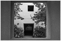 Adobe style architecture, Schwab Residential Center. Stanford University, California, USA (black and white)