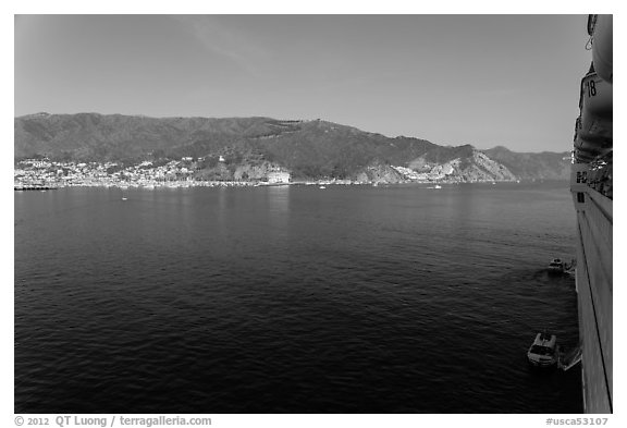 Avalon seen from cruise ship, Catalina Island. California, USA