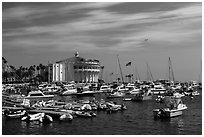 Harbor and casino, Avalon Bay, Santa Catalina Island. California, USA ( black and white)