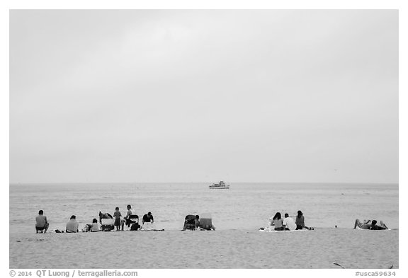 Overcast day at Cabrillo Beach, San Pedro. Los Angeles, California, USA (black and white)