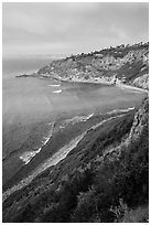 Cove and bluffs, Rancho Palo Verdes. Los Angeles, California, USA ( black and white)