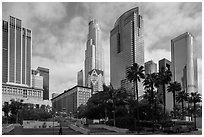 Skyscrappers around Pershing Square. Los Angeles, California, USA ( black and white)