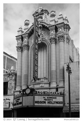 Historic Los Angeles Theater on Broadway. Los Angeles, California, USA (black and white)