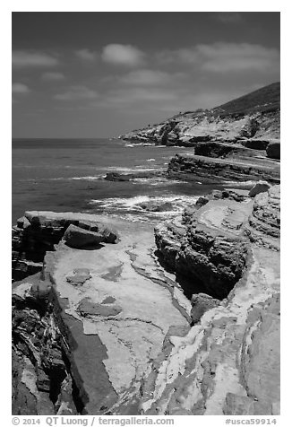 Coastline, Cabrillo National Monument. San Diego, California, USA (black and white)