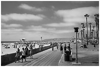 Walkway, park and Mission Beach. San Diego, California, USA ( black and white)