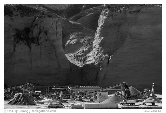 Mineral extraction site. California, USA (black and white)