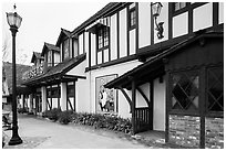 Andersen's half-timbered building. California, USA ( black and white)