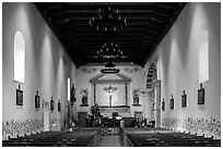 Chapel interior, Mission San Luis Obispo de Tolosa. California, USA ( black and white)