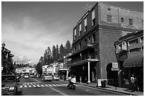 Brick building and main street, Placerville. California, USA ( black and white)