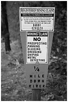 Registered mining claim sign, El Dorado County. California, USA ( black and white)