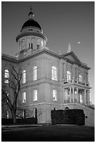 Placer County Courthouse and crescent moon, Auburn. Califoxrnia, USA ( black and white)