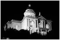 Placer County Courthouse at night, Auburn. Califoxrnia, USA ( black and white)