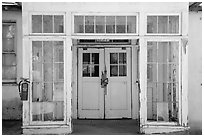 Door of old building, La Paz, Cesar Chavez National Monument, Keene. California, USA ( black and white)