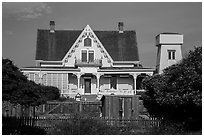 House and tower. Mendocino, California, USA ( black and white)