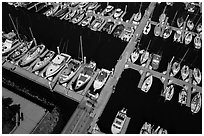 Aerial view of yachts in harbor. Monterey, California, USA ( black and white)