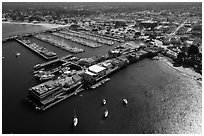 Aerial view of wharf and harbor. Monterey, California, USA ( black and white)