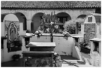 Outdoor altars and cross. California, USA ( black and white)