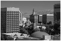 San Jose landmark downtown buildings. San Jose, California, USA ( black and white)