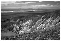 Soda Lake and Carrizo Plain from Temblor Range hills. Carrizo Plain National Monument, California, USA ( black and white)