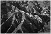 Aerial view of Temblor Range ridges in springtime. Carrizo Plain National Monument, California, USA ( black and white)