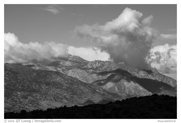 San Jacinto Mountains from high in the south. Santa Rosa and San Jacinto Mountains National Monument, California, USA (black and white)