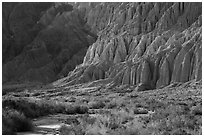 Flutted canyon walls, Afton Canyon. Mojave Trails National Monument, California, USA ( black and white)