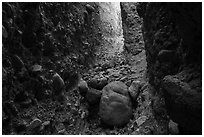 Conglomerate rock slot canyon, Afton Canyon. Mojave Trails National Monument, California, USA ( black and white)