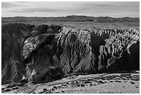 Aerial view of Afton Canyon walls. Mojave Trails National Monument, California, USA ( black and white)