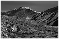 San Giorgono Mountains from Mission Creek valley. Sand to Snow National Monument, California, USA ( black and white)