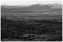 Schonchin Flow and Hardin Butte. Lava Beds National Monument, California, USA ( black and white)