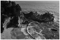 McWay Cove and waterfall, Julia Pfeiffer Burns State Park. Big Sur, California, USA ( black and white)