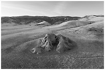 Aerial view of Painted Rock and Caliente Mountains. Carrizo Plain National Monument, California, USA ( black and white)