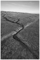 Aerial view of Wallace Creek channel offset by the San Andreas Fault. Carrizo Plain National Monument, California, USA ( black and white)