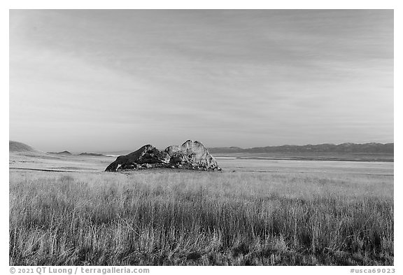 Painted Rock at sunrise. Carrizo Plain National Monument, California, USA (black and white)