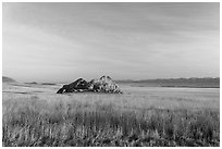 Painted Rock at sunrise. Carrizo Plain National Monument, California, USA ( black and white)