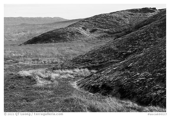 Ridges of Painted Rock. Carrizo Plain National Monument, California, USA (black and white)