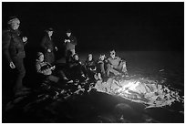 Beach campfire. Point Reyes National Seashore, California, USA ( black and white)