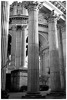 Columns of the Palace of Fine arts. San Francisco, California, USA ( black and white)